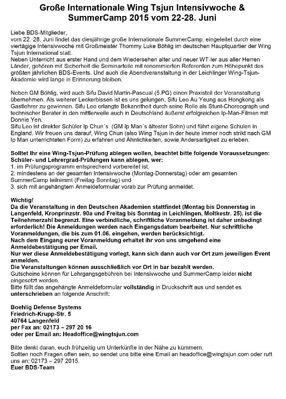 SummerCamp 2015 Ausschreibung SummerCamp 2015 Ausschreibung